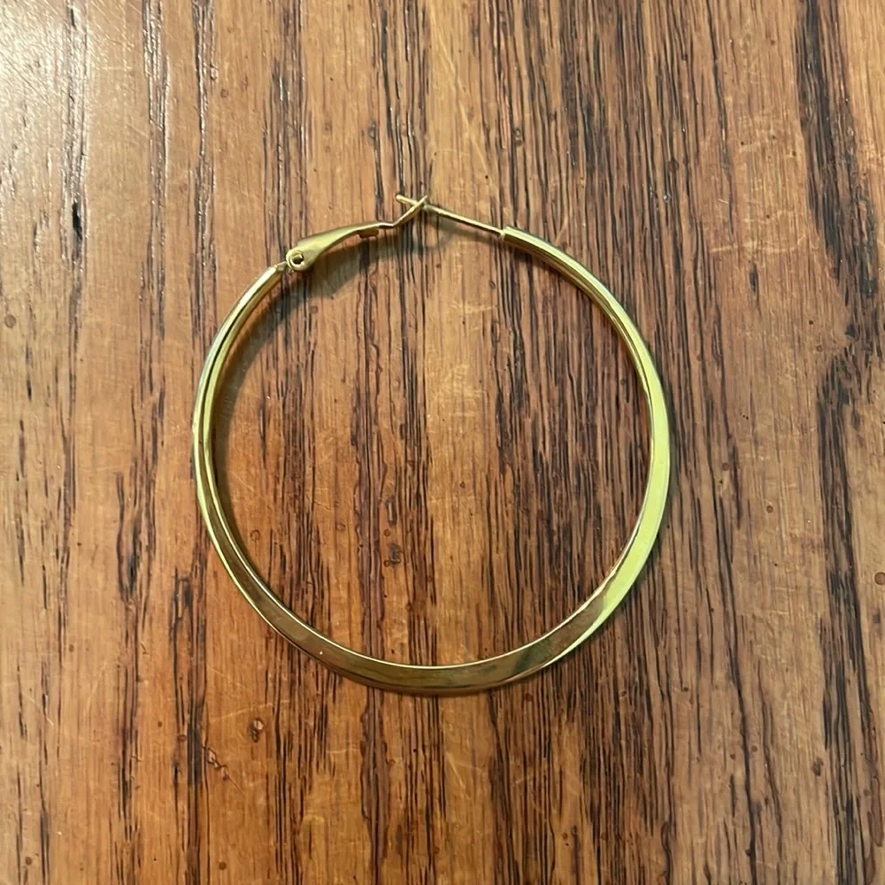 Gold Hoop Earrings, 2” - Picture 3 of 3